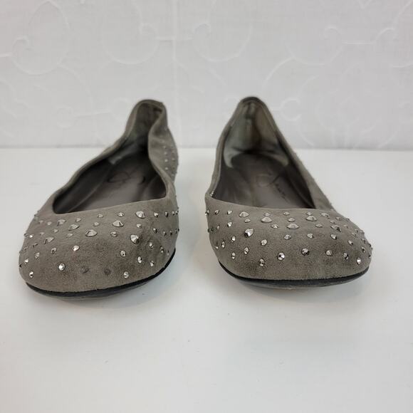 Jessica Simpson Womens Shoes Size 6.5 Gray Suede Studded Slip On Ballet Flats - Picture 8 of 10